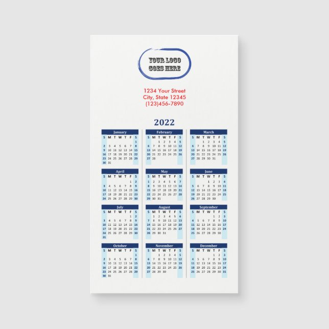 2022 Calendário do Marinho da Marca do Logotipo (Frente)