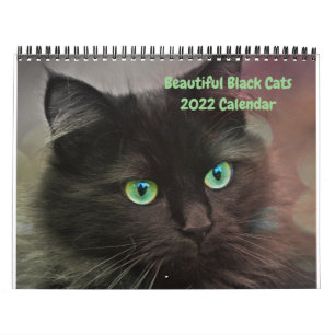 2022 Lindos Gatos Pretos Calendário de Parede de 