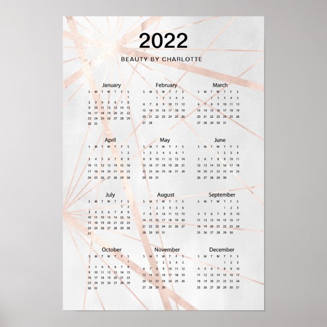 2022! Poster de Calendário de Cor de Água Moderna. (Frente)