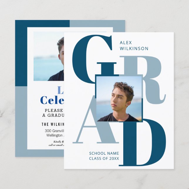 2023 BUDGET Modern Blue Script 2 Convite Fotográfi (Frente/Verso)