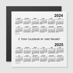 2024-2025 branco calendário de 2 anos pelo ímã de