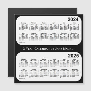 2024-2025 calendário preto e branco de 2 anos por