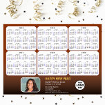 2024 - 2029 Calendar Business Photo Brown Magnetic<br><div class="desc">2024 - 2029 Colagem de calendário de 6 anos com logotipo corporativo e foto no moderno Brown | Cartão magnético de Natal Dourado escuro com feriado apresentando os Calendários de 6 anos de 2024 a 2029 com feriados nos EUA. Todos os textos estão pré-organizados para que você personalize fácil e...</div>