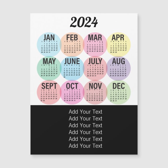 2024 - Calendário Mensal Colorido (Frente)