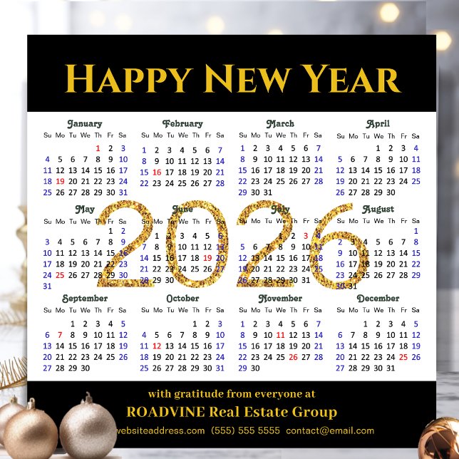 2025 Calendário Dourado Black Business Simple Magn (Criador carregado)