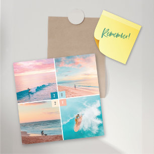 2025 Color Blocks New Year 4 Photo Magnetic Card