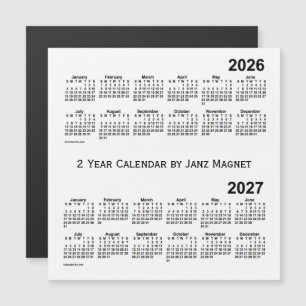 2026-2027 branco calendário de 2 anos pelo ímã 