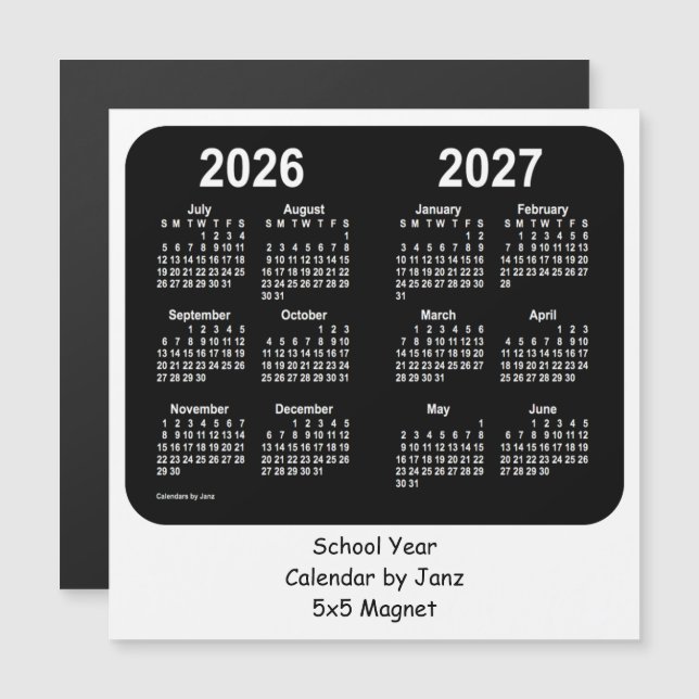 2026-2027 Calendário das Escolas Negra e Branca de (Frente/Verso)