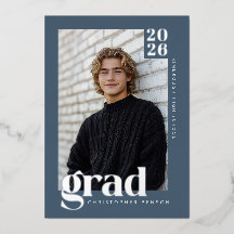 2026 Azul Moderno 4 Foto Graduação Prata