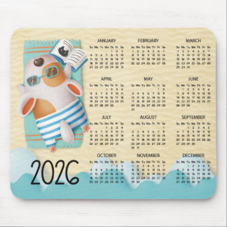 2026 Beach Dog Desk Calendar Mouse Pad