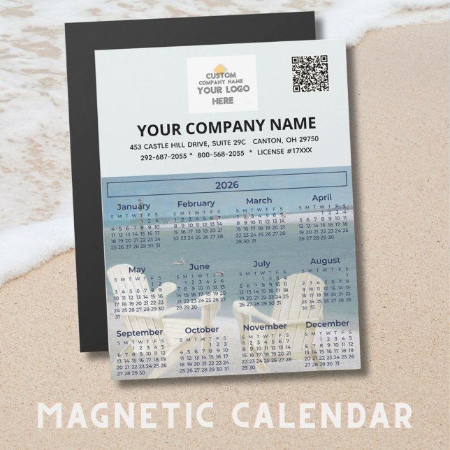 2026 Beach Magnet Calendar Business Logo Código QR (Criador carregado)