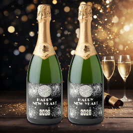 2026 Black Silver Glitter New Year's Eve Party 