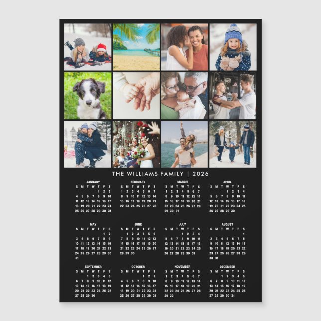 2026 Calendar 12 Photo Collage Magnet (Frente)