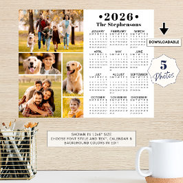 2026 Calendar 5 Photo Collage Personalized Poster