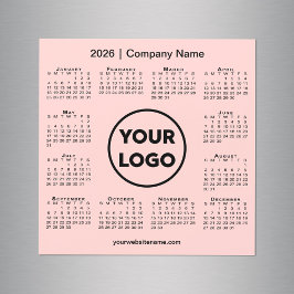 2026 Calendar Company Logo on Coral Pink Magnet