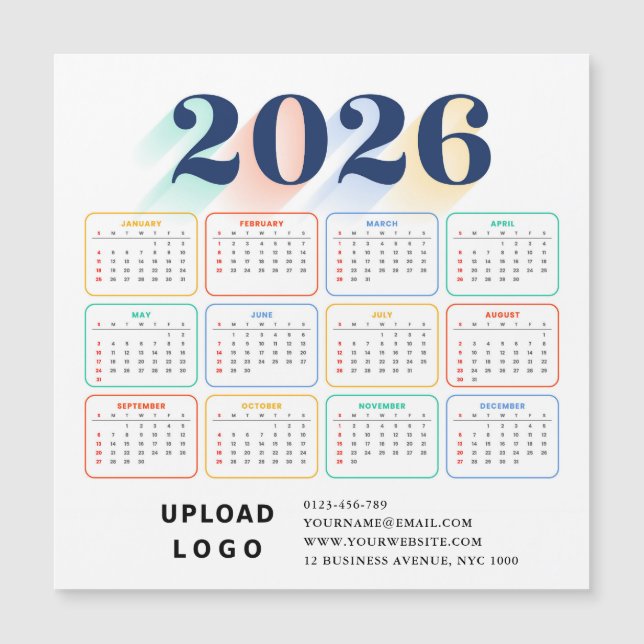 2026 Calendar Minimal Modern Elegant Custom Logo (Frente)