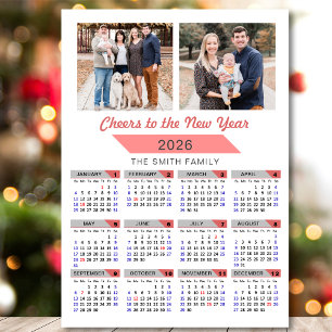 2026 Calendar Modern Pink Family 2 Foto Magnética