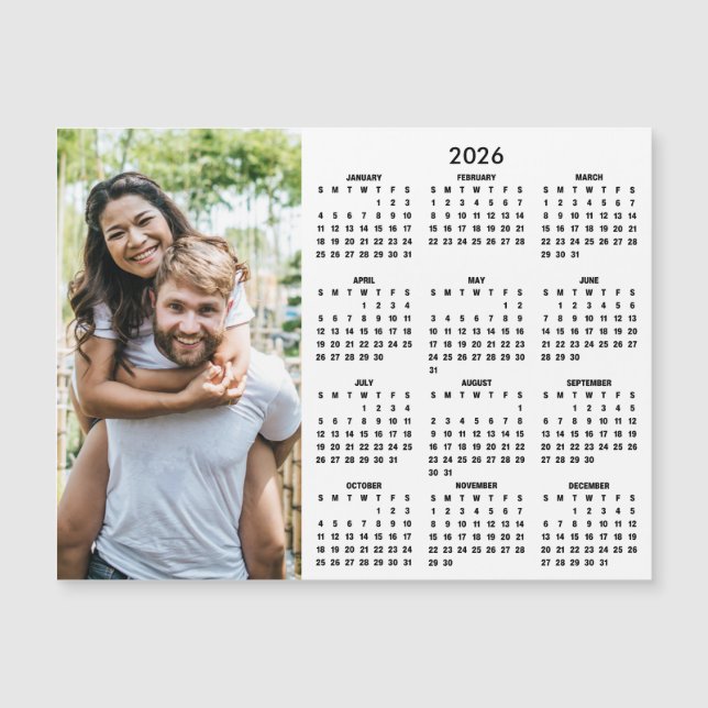 2026 Calendar Modern Simple Photo Magnet (Frente)