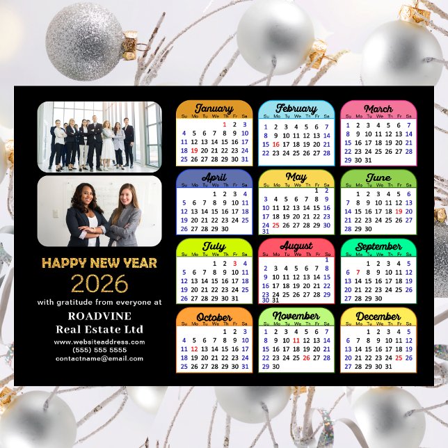 2026 Calendário Dourado Black Business 2 Foto Magn (Criador carregado)