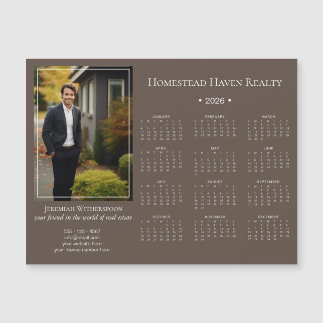 2026 Corporate Magnetic Photo Calendar - Brown (Frente)