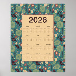 2026 Floral Calendar Poster