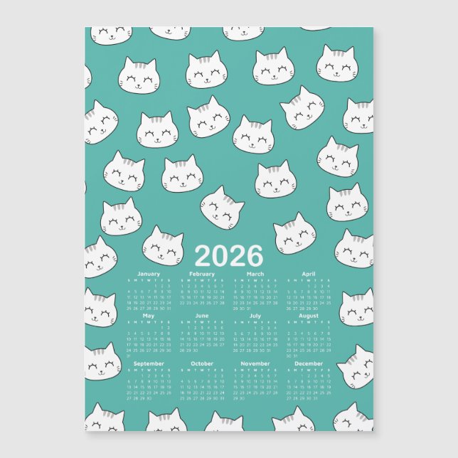 2026 Gatos bonitos do calendário (Frente)