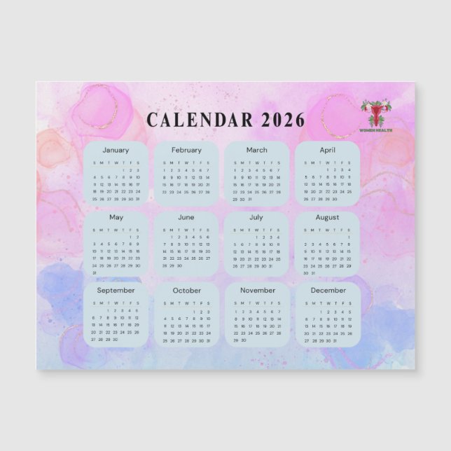 2026 Gynecology Calendar Magnet with Custom Logo (Frente)