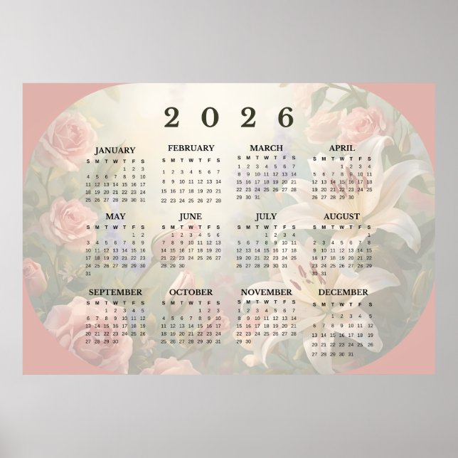 2026 Horizontal Wall Calendar Poster (Frente)