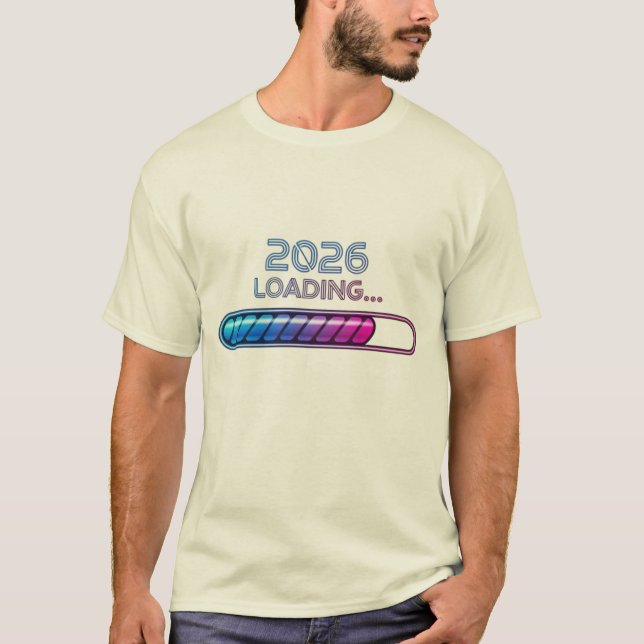 2026 Loading… – Futuristic Neon New Year T-Shirt (Frente)