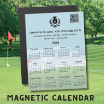 2026 Magnet Calendar Golf Club League Logotipo QR 