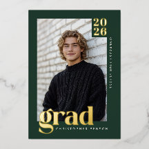 2026 Moderno Verde 4 Foto Graduação Dourado