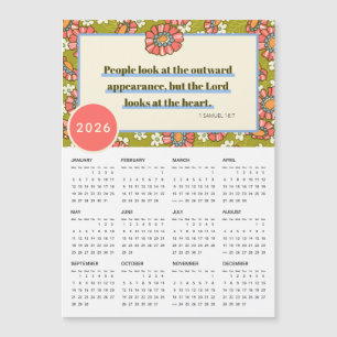 2026 Retro Floral 1 Samuel 16:7 Calendário