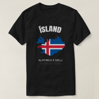 2026 Total do Eclipse Solar Ísland Flag T-Shirt