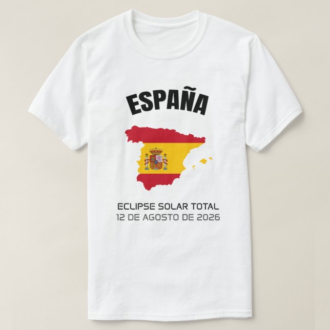 2026 Total Solar Eclipse España Flag T-Shirt (Frente do Design)