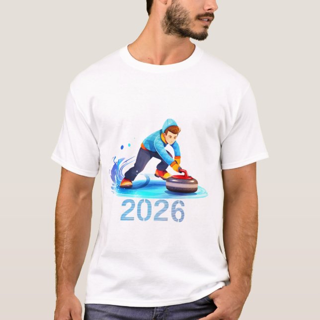 2026 Winter Curling Sport Illustration T-Shirt |  (Frente)