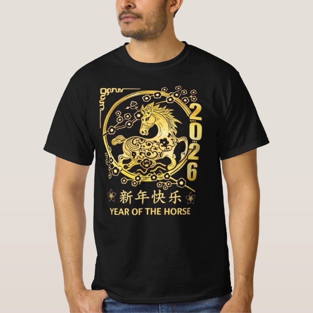 2026 Year of the Fire Horse Chinese Zodiac T-Shirt (Frente)