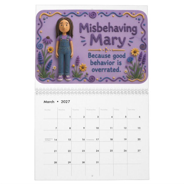 2027 Maria Calendário Malcomportada (Mar 2027)
