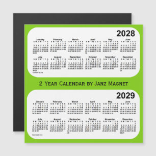 2028-2029 Calendário Amarelo Verde de 2 Anos de Ja