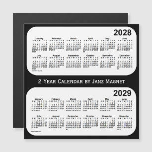 2028-2029 calendário preto e branco de 2 anos por
