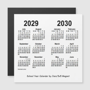 2029-2030 calendário branco do ano escolar por