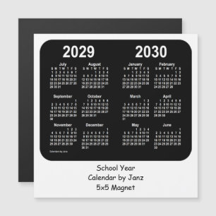 2029-2030 calendário preto e branco da escola por