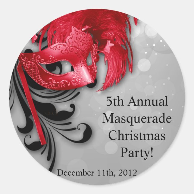 20 - 1,5" Favor adesivos vermelhos na Mascarada pr (Frente)