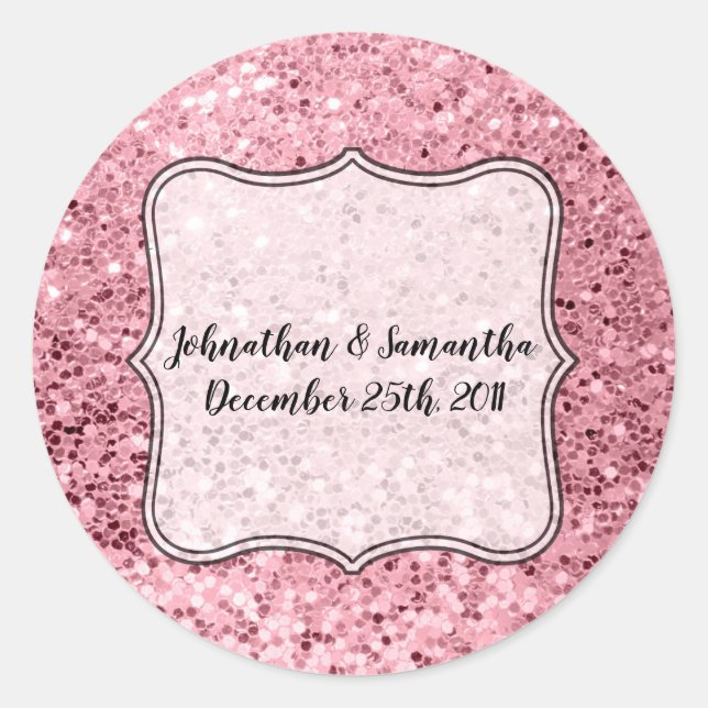 20 - 1,5" Favor Autocolantes Rosa com brilho Doura (Frente)