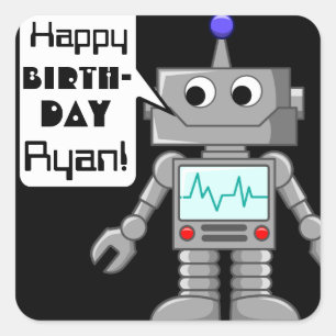 20 Adesivos de Robô Personalizados de Aniversário