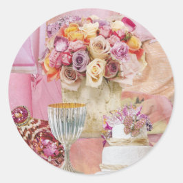 20 adesivos em tons de rosa