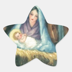 20 Adesivos Estrela Maria e Jesus