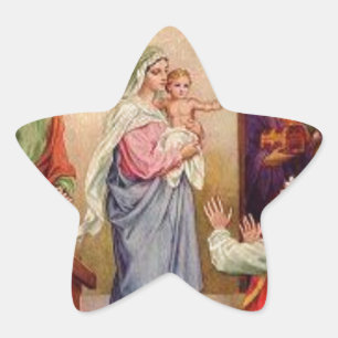 20 Adesivos Estrela Maria e Jesus