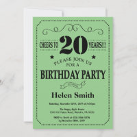20 Aniversário Convite Preto e Verde
