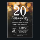 20 Aniversário do Convite Dourado<br><div class="desc">20 Birthday Invitation com luzes de sequência Douradas com Dourado plano de fundo brilhante. Dourado aniversário. Aniversário Adulto. Homens ou Mulheres no Dia Convidam. 13 15 16º 18º 20 21 rua 30 40º 50º 80 de 60º 70 de 100º, qualquer idade. Para mais personalização, clique no botão "Personalizar" e use...</div>