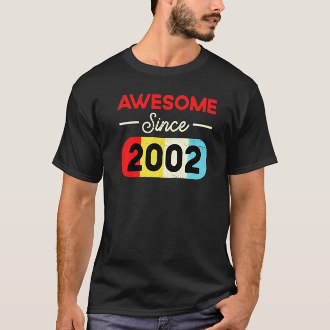 20 Birthday Incrível Desde 2002 Texto Do Camisetas (Frente)